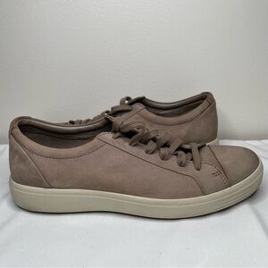 ECCO Women’s Soft Stitch Tie Sneaker Warm Grey Leather Size 41 US 10.5
